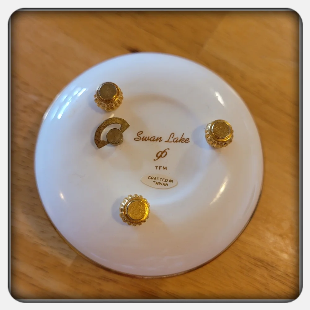 Decorative Gold And Blue Musical Trinket Box with Swan Design